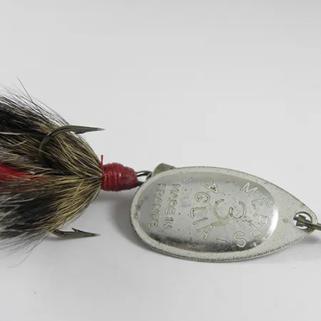Vintage Mepps Aglia 3 dressed, 1/4oz Nickel spinning lure #1751