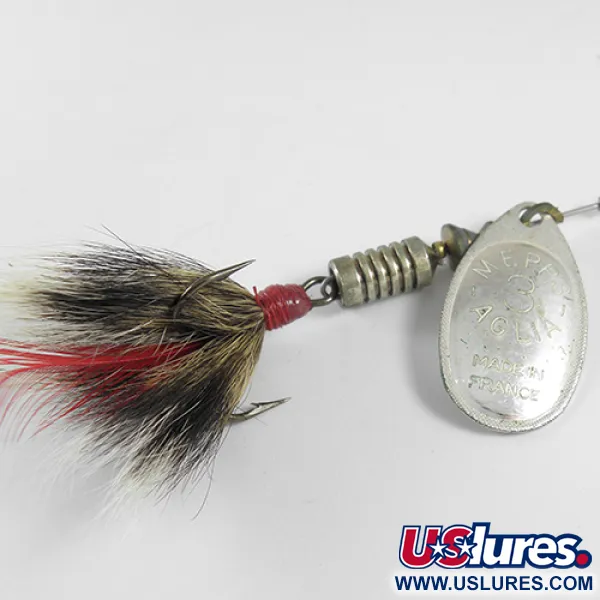 Vintage   Mepps Aglia 3 dressed, 1/4oz Nickel spinning lure #1751