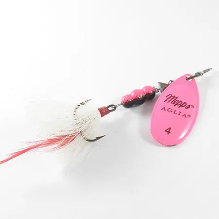 Vintage Mepps Aglia 4 dressed, 1/3oz Fluorescent Pink spinning lure #1755