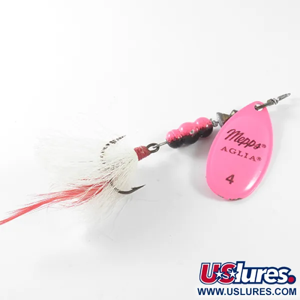 Vintage   Mepps Aglia 4 dressed, 1/3oz Fluorescent Pink spinning lure #1755