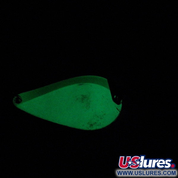 Vintage  Acme K.O. Wobbler Glow, 3/4oz White / Green glow (Glow in Dark) fishing spoon #1760