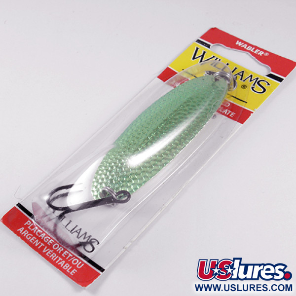   Williams Wabler W60, 3/4oz Silver / Green (Silver Plated) fishing spoon #1764