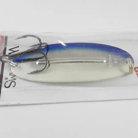Williams Wabler W50 Glow, 1/2oz Silver / Blue (Silver Plated, with fluorescent stripe) fishing spoon #1765