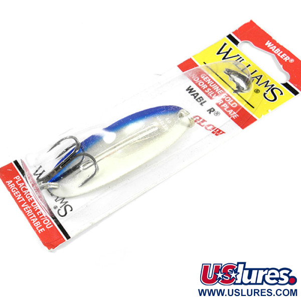   Williams Wabler W50 Glow, 1/2oz Silver / Blue (Silver Plated, with fluorescent stripe) fishing spoon #1765