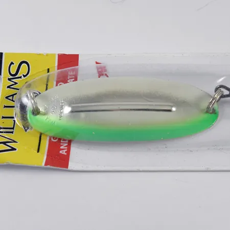 Williams Wabler W50 Glow, 1/2oz Silver / Green (Silver Plated, with fluorescent stripe) fishing spoon #1766