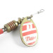 Vintage   Mepps Aglia 1, 1/8oz Red / White / Brass spinning lure #1776