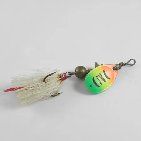 Vintage Mepps Aglia 0 dressed, 3/32oz Fire Tiger / Brass spinning lure #1781