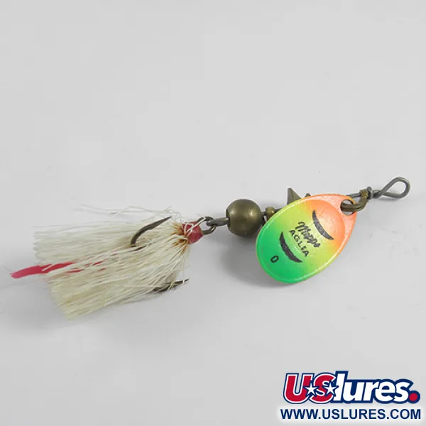 Vintage   Mepps Aglia 0 dressed, 3/32oz Fire Tiger / Brass spinning lure #1781