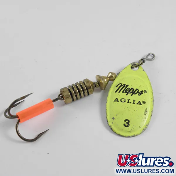 Vintage   Mepps Aglia 3, 1/4oz Chartreuse spinning lure #1782
