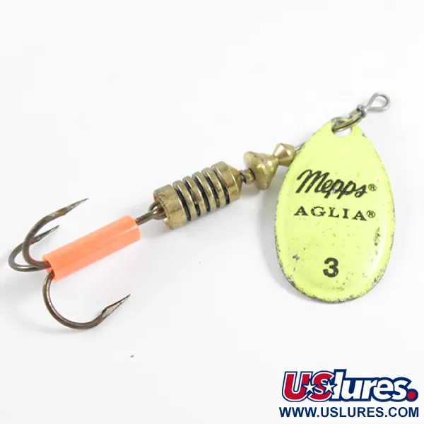 Vintage   Mepps Aglia 3, 1/4oz Chartreuse spinning lure #1782