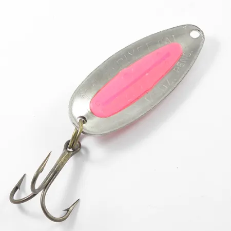Vintage Nebco Pixee , 1/2oz Nickel / Pink fishing spoon #1796