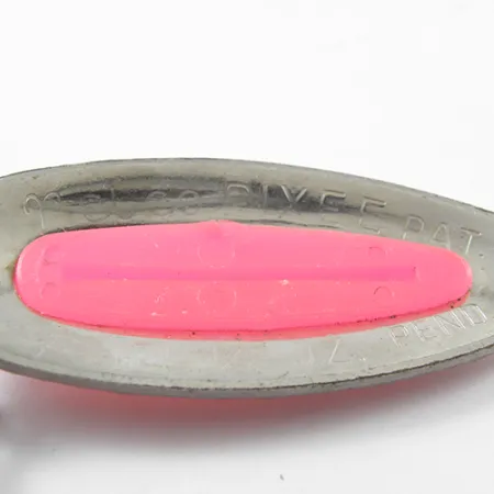 Vintage Nebco Pixee , 1/2oz Nickel / Pink fishing spoon #1796
