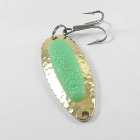 Vintage Blue Fox Pixee , 1/2oz Gold / Fluorescent Green fishing spoon #1800