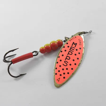 Vintage Mepps Aglia Long 4, 3/5oz Brass / Orange spinning lure #1825