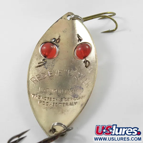 Vintage Hofschneider Red Eye Wiggler, 1oz Brass / Red Eyes fishing spoon #1838