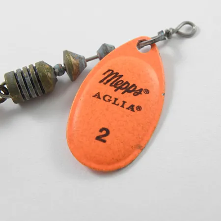 Vintage Mepps Aglia 2, 3/16oz Fluorescent Orange spinning lure #1842