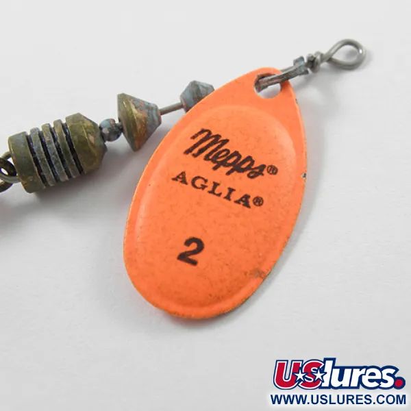 Vintage   Mepps Aglia 2, 3/16oz Fluorescent Orange spinning lure #1842