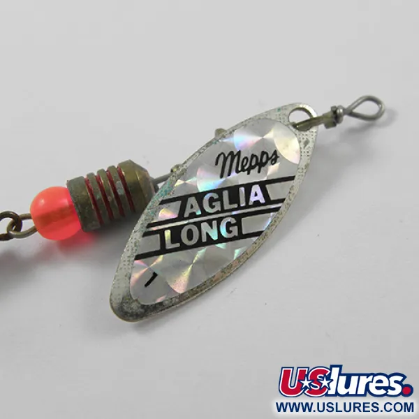 Vintage   Mepps Aglia Long 1, 3/16oz Silver spinning lure #1847