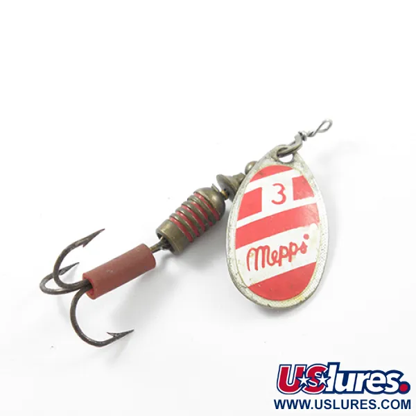 Vintage   Mepps Aglia 3, 1/4oz Red / White / Silver spinning lure #1848