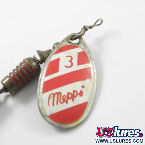 Vintage   Mepps Aglia 3, 1/4oz Red / White / Silver spinning lure #1848