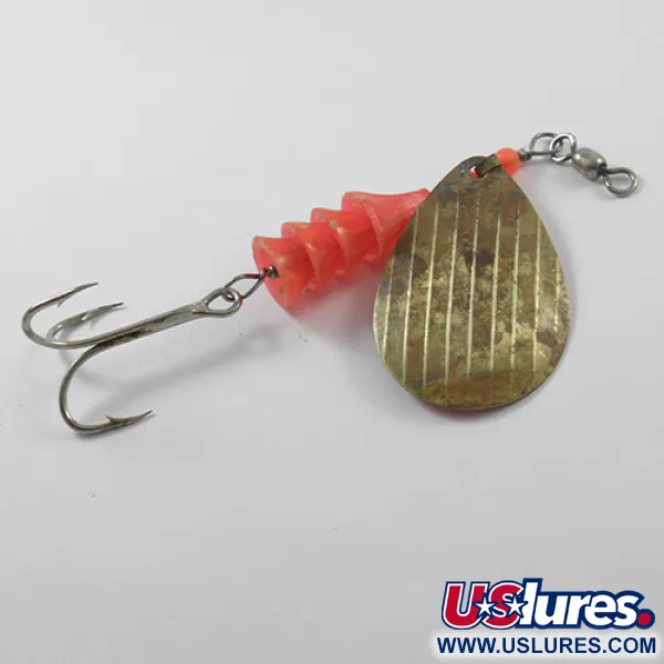 Vintage   Lucky Strike Coffe Spoon, 1/3oz Brass / Orange spinning lure #1850