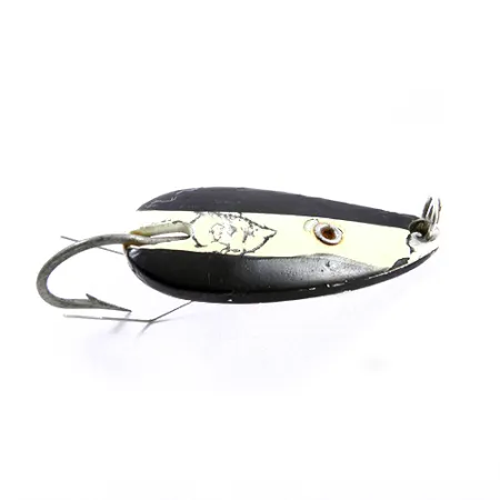Vintage Eppinger Weedless Dardevle Midget, 3/16oz Black / White / Nickel fishing spoon #1867
