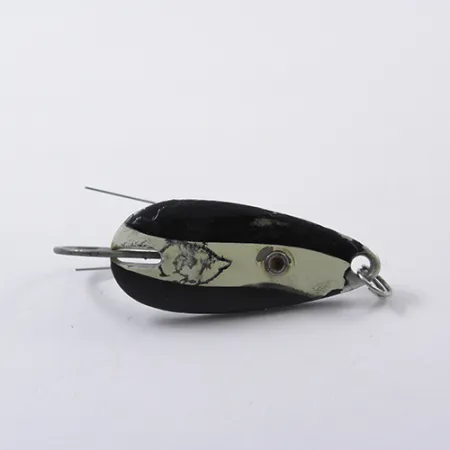 Vintage Eppinger Weedless Dardevle Midget, 3/16oz Black / White / Nickel fishing spoon #1867