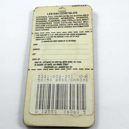 Other Les Davis Canadian Wonder, 1/4oz Nickel / Gold fishing spoon #1884