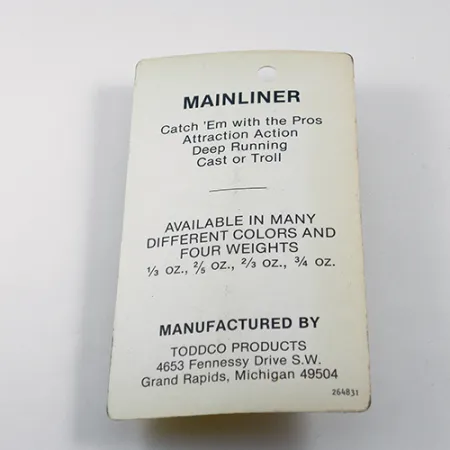 TODDCO Mainliner , 2/5oz Glow (Glow in Dark) fishing spoon #1892