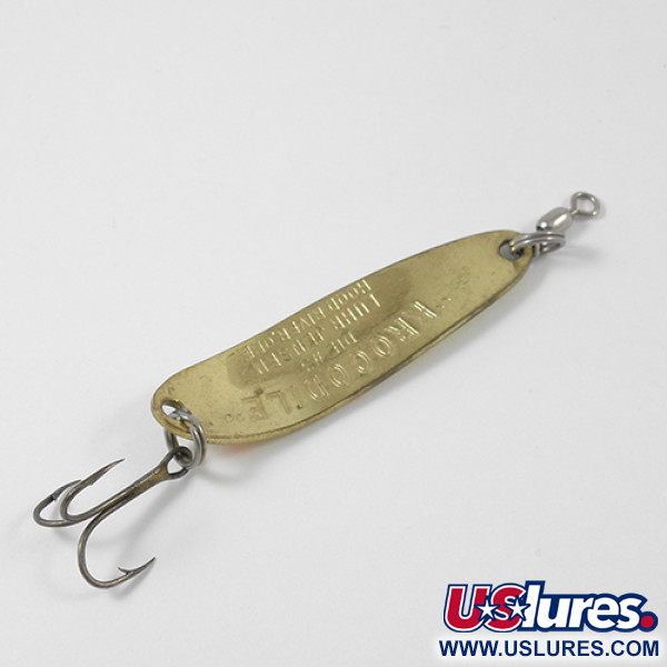 Vintage  Luhr Jensen Krocodile Die #3, 1/3oz Fluorescent Yellow / Brass fishing spoon #1894