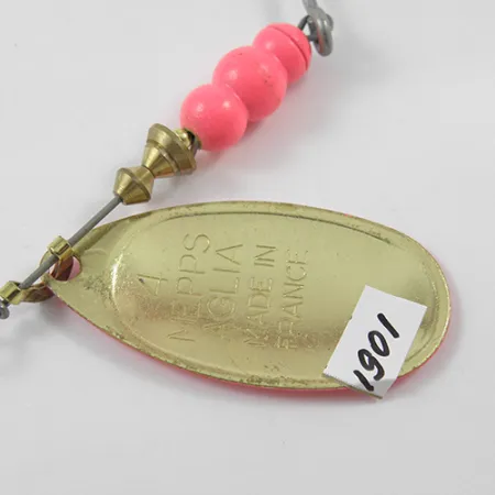 Vintage Mepps Aglia Hot Pink 4, 1/3oz Pink / Gold spinning lure #1901