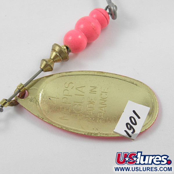 Vintage   Mepps Aglia Hot Pink 4, 1/3oz Pink / Gold spinning lure #1901
