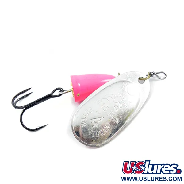 Vintage   Blue Fox Super Vibrax 4, 3/8oz Silver / Pink spinning lure #1903