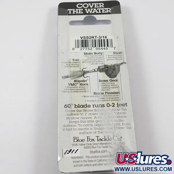 Blue Fox Vibrax Shallow, 1/4oz Rainbow spinning lure #1911