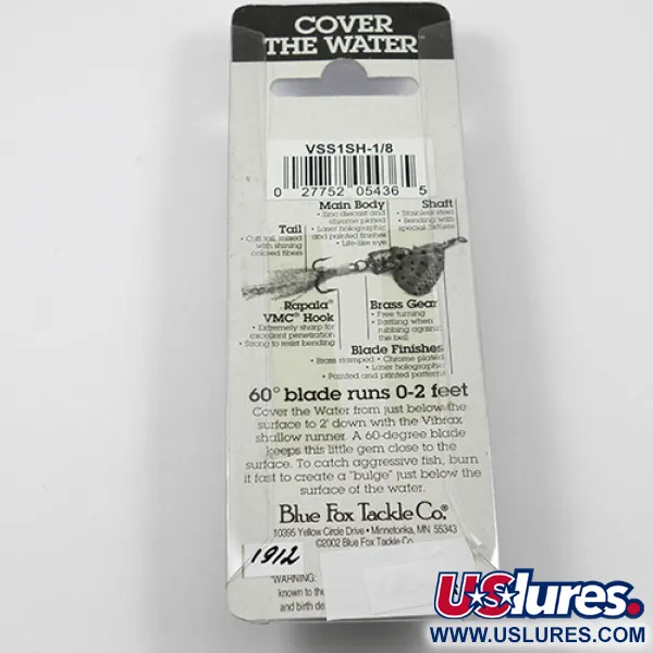 Blue Fox Vibrax Shallow, 3/16oz Rainbow spinning lure #1912