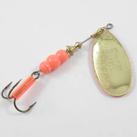 Vintage Mepps Aglia Hot 4, 1/3oz Fluorescent Orange / Gold spinning lure #1914