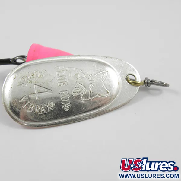 Vintage Blue Fox Super Vibrax 4 1916, 3/8oz Silver / Pink spinning lure #1916