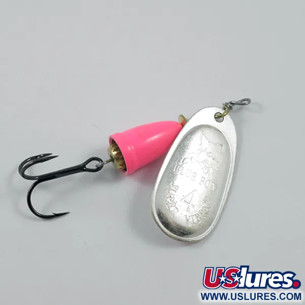 Vintage Blue Fox Super Vibrax 4 1916, 3/8oz Silver / Pink spinning lure #1916