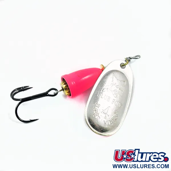 Vintage Blue Fox Super Vibrax 4 1916, 3/8oz Silver / Pink spinning lure #1916
