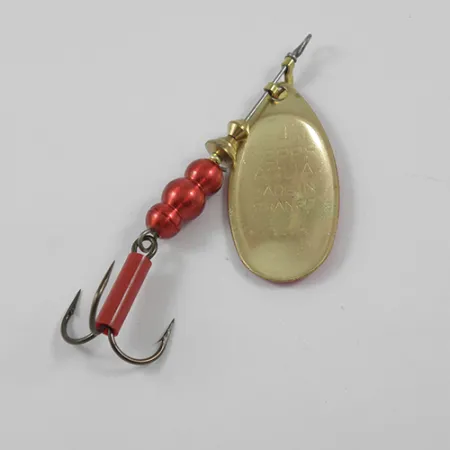 Mepps Aglia Platinum 4, 1/3oz Red Metallic / Brass spinning lure #1921