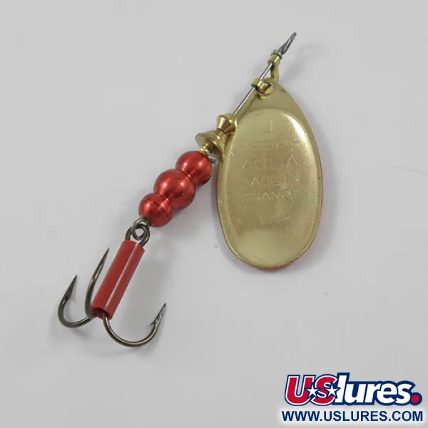   Mepps Aglia Platinum 4, 1/3oz Red Metallic / Brass spinning lure #1921