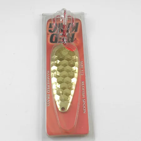 Worth Red King Spoon, 3/5oz Hammered Brass fishing spoon #1941