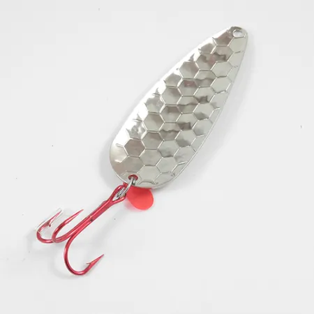Vintage Worth Red King Spoon, 3/5oz Hammered Nickel fishing spoon #1942