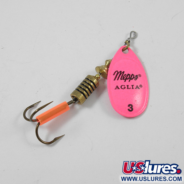 Vintage   Mepps Aglia Hot Pink 3, 1/4oz Fluorescent Pink spinning lure #1946