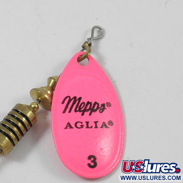 Vintage   Mepps Aglia Hot Pink 3, 1/4oz Fluorescent Pink spinning lure #1946