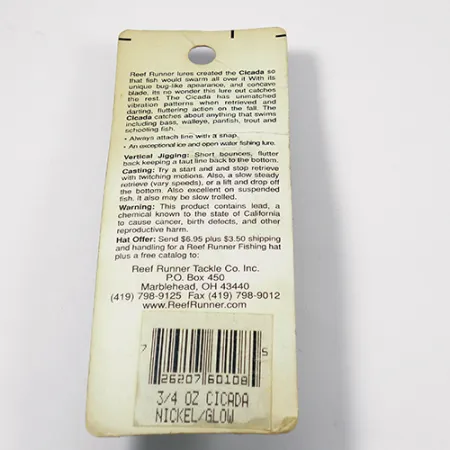 Reef Runner Cicada, 3/4oz Nickel fishing spoon #1971