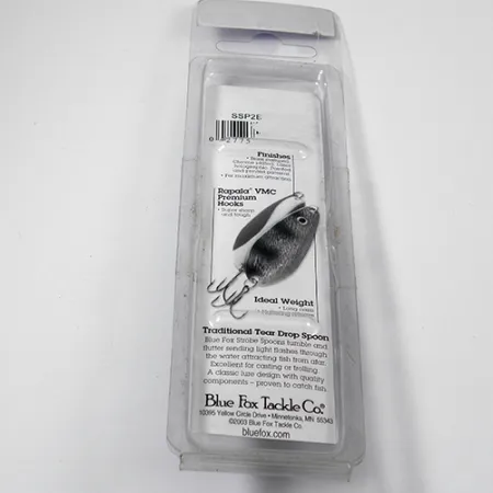 Blue Fox Strobe Tear Drop Spoon, 2/5oz Black / White fishing spoon #1979