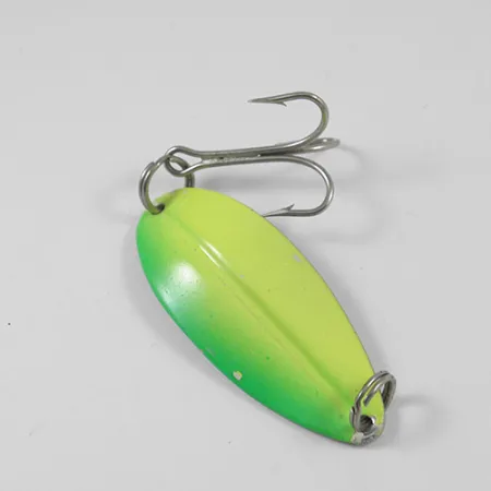 Vintage TODDCO Main liner , 1/2oz Fluorescent Yellow / Green / Nickel fishing spoon #1989