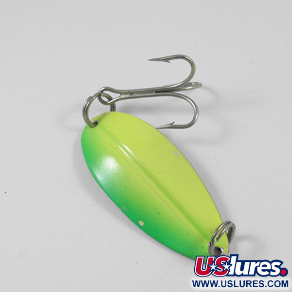 Vintage   Main liner , 1/2oz Fluorescent Yellow / Green / Nickel fishing spoon #1989