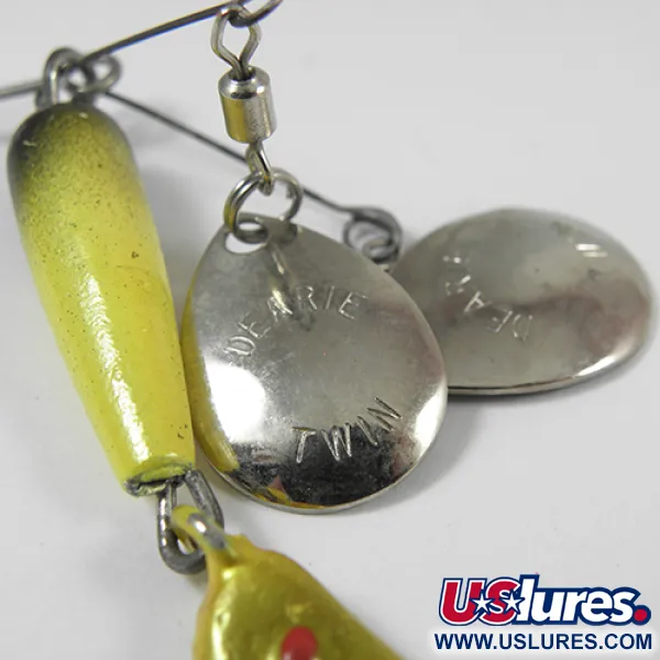 Vintage   Erie Dearie Twin, 1/2oz Nickel / Yellow spinning lure #2005
